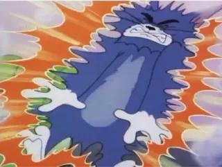 🤯 Tom Tom and Jerry gatto, cartone animato, shock, elettricità, divertente, personaggio, espressione whatsapp sticker