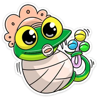 👦 frosch, cartoon, süß, eingepackt, schüttler, baby, tier telegram sticker