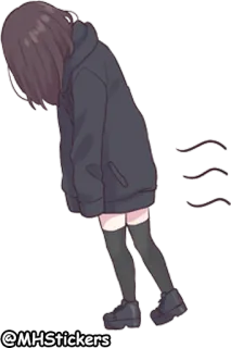 😞 @MHStickers Аниме девушка, Грустный, Мрачный, Эмоциональный, Стикер telegram sticker