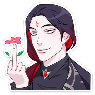 🖕 中指, 攻撃的, 漫画, キャラクター, 花 whatsapp sticker
