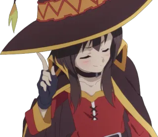 ☝ Megumin Konosuba anime, megumin, konosuba, mage, cute, hat, kawaii, magic telegram sticker