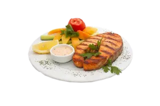 🍗 salmón, a la parrilla, pescado, mariscos, comida, plato, comida, cena telegram sticker