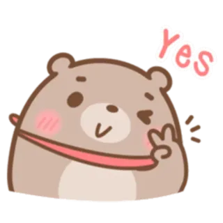 ✌ Yes urso, símbolo da paz, fofo, sim, piscando, positivo telegram sticker