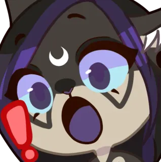 ❗️ anime, gato, exclamación, alerta, kawaii, dibujos animados, animal, lindo telegram sticker
