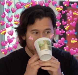 ❤️ NYE markiplier, coeurs, kawaii, mignon, homme, café telegram sticker