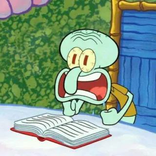 ⚓️ Squidward Spongebob Squarepants carlo, en colère, livre, dessin animé telegram sticker