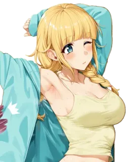 😍 anime, blondynka, dziewczyna, kreskówka, słodka, postać whatsapp sticker