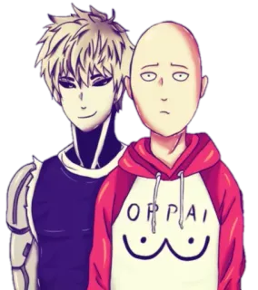 🙀 Saitama, Genos One-Punch Man OPPAI аниме, One-Punch Man, Сайтама, Генос, смешной, фанарт telegram sticker