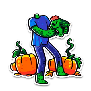 🧟‍♀️ mostro, Halloween, zombie, zucca, creatura, cartone animato telegram sticker