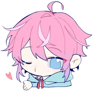 😘 cute, anime, chibi, pink hair, kawaii telegram sticker