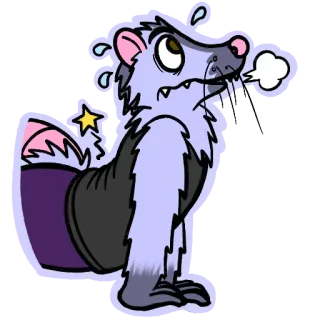 💪 animal, dibujos animados, zarigüeya, agotado, sudando, gracioso, personaje whatsapp sticker