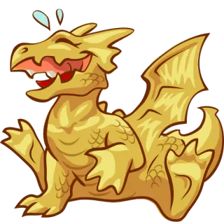 😆 drago, cartone animato, carino, oro whatsapp sticker