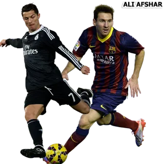 ⚽ Cristiano Ronaldo, Lionel Messi ALI AFSHAR sepak bola, pemain, olahraga, juara, kompetisi, atlet telegram sticker