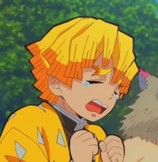 🌟 Zenitsu Agatsuma Demon Slayer anime, crying, demon slayer, zenitsu, character, sad, fear telegram sticker