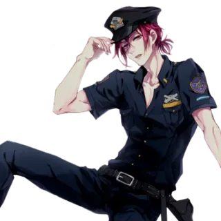 😊 Anime, Policial, Homem, Uniforme, Desenho animado telegram sticker