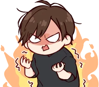 🔥 anime, anger, chibi, angry, frustrated, cartoon, fire telegram sticker