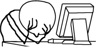 😞 computer, stick figure, cartoon, work telegram sticker