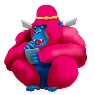 👀 Gorila, Animal, Chapéu, Desenho animado, Asas, Jogo telegram sticker
