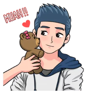 😚 MUAH!!! bacio, amore, orsetto, cartoni animati, affetto, carino, cuore whatsapp sticker