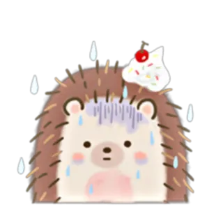 😰 erizo, sudando, avergonzado, mono, dibujos animados, animal whatsapp sticker