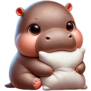 🥱 hipopótamo, fofo, almofada, animal, desenho animado telegram sticker