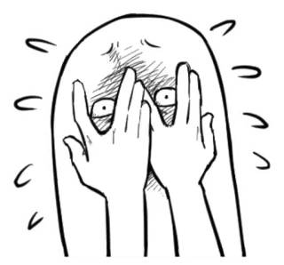 🙈 กลัว, มีม, ประหม่า, ตลก, ภาพวาด, การ์ตูน telegram sticker