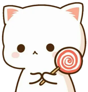 🍭 gato, piruleta, lindo, dibujos animados whatsapp sticker