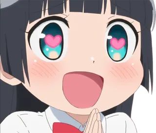 😍 Аниме, Мультфильм, Девушка, Любовь, Глаза-сердечки, Милый telegram sticker