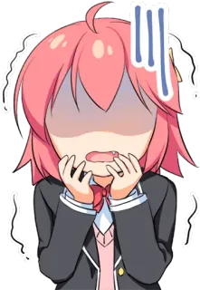 😰 Anime, Manga, Sticker, Schattig, Cartoon, Roze haar, Meisje, Nerveus telegram sticker
