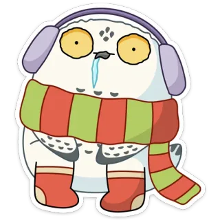🥶 coruja, inverno, coruja-das-neves, fofo, desenho animado, adesivo, protetores de ouvido, cachecol, natal telegram sticker