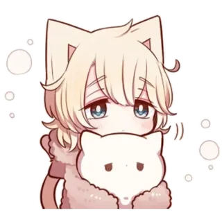 🌟 Anime, Kawaii, Gato, Lindo, Sticker, Arte digital telegram sticker