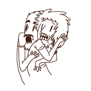 🙈 Cartoon, Umarmung, Angst, Sorge, Monster, Skizze telegram sticker