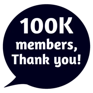 ❤ 100K members, Thank you! 100K, Mitglieder, Danke, Feier, Community whatsapp sticker