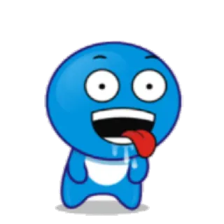😜 Мультик, Синий, Язык, Глупый, Персонаж, Смешной telegram sticker