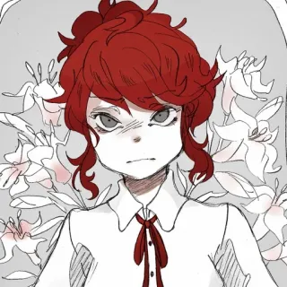 🧷 cabelo ruivo, desenho animado, ilustração, flor, irritado whatsapp sticker