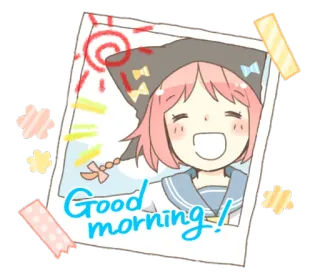 ⛅ Good morning! good morning, anime, cute, girl, kawaii, morning, greeting, sun whatsapp sticker
