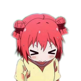 😳 动漫, 女孩, 可爱, 红发, 表情, 流汗 telegram sticker