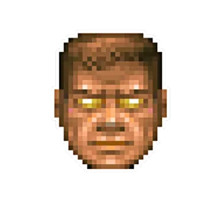 😤 Doomguy Doom gra wideo, pixel art, strzelanka, postać, twarz telegram sticker
