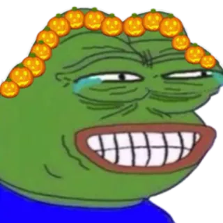 😂 Pepe the Frog pepe, katak, halloween, labu whatsapp sticker
