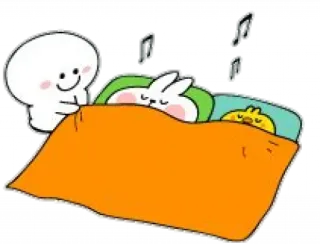 😴 睡眠, ベッド, 動物, 可愛い, アニメ, ウサギ, ヒヨコ telegram sticker