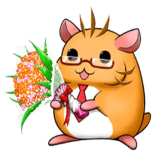 💐 Hamster, Brille, Strauß, Tier, Süß, Krawatte telegram sticker