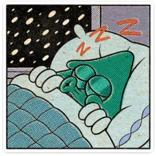 🎄 ZZZ sleeping, zzz, cartoon, bed, pillow, night telegram sticker