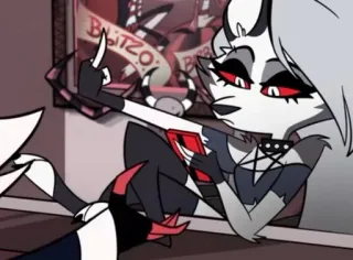 🖕 Loona Helluva Boss Loona, Helluva Boss, 만화, 가운데 손가락, 불쾌한 telegram sticker
