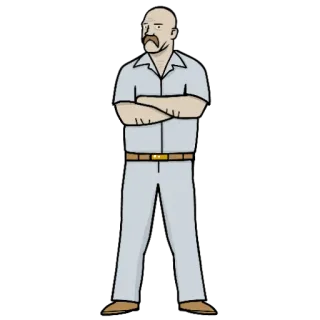 😕 Mann, Figur, Schnurrbart, Verschränkte Arme, Cartoon telegram sticker