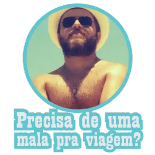 💼 Precisa de uma mala pra viagem? pria, kacamata hitam, pantai, perjalanan, koper, topi telegram sticker