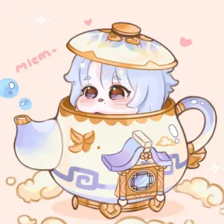 🍥 Mlem- teapot, cute, kawaii, anime style, clouds, fantasy telegram sticker