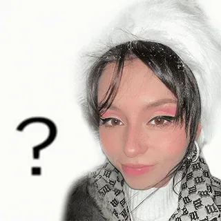 ❓ ? câu hỏi, phụ nữ, mũ lông, khăn quàng cổ, chân dung, khuôn mặt telegram sticker