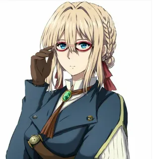 🧐 Violet Evergarden Anime, Garota, Óculos, Cabelo loiro, Olhos azuis whatsapp sticker