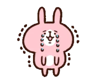 😢 konijn, roze, huilen, verdrietig, schattig, cartoon whatsapp sticker