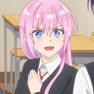 🍧 Anime, Pinke Haare, Schuluniform, Blaue Augen, Süß, Mädchen telegram sticker